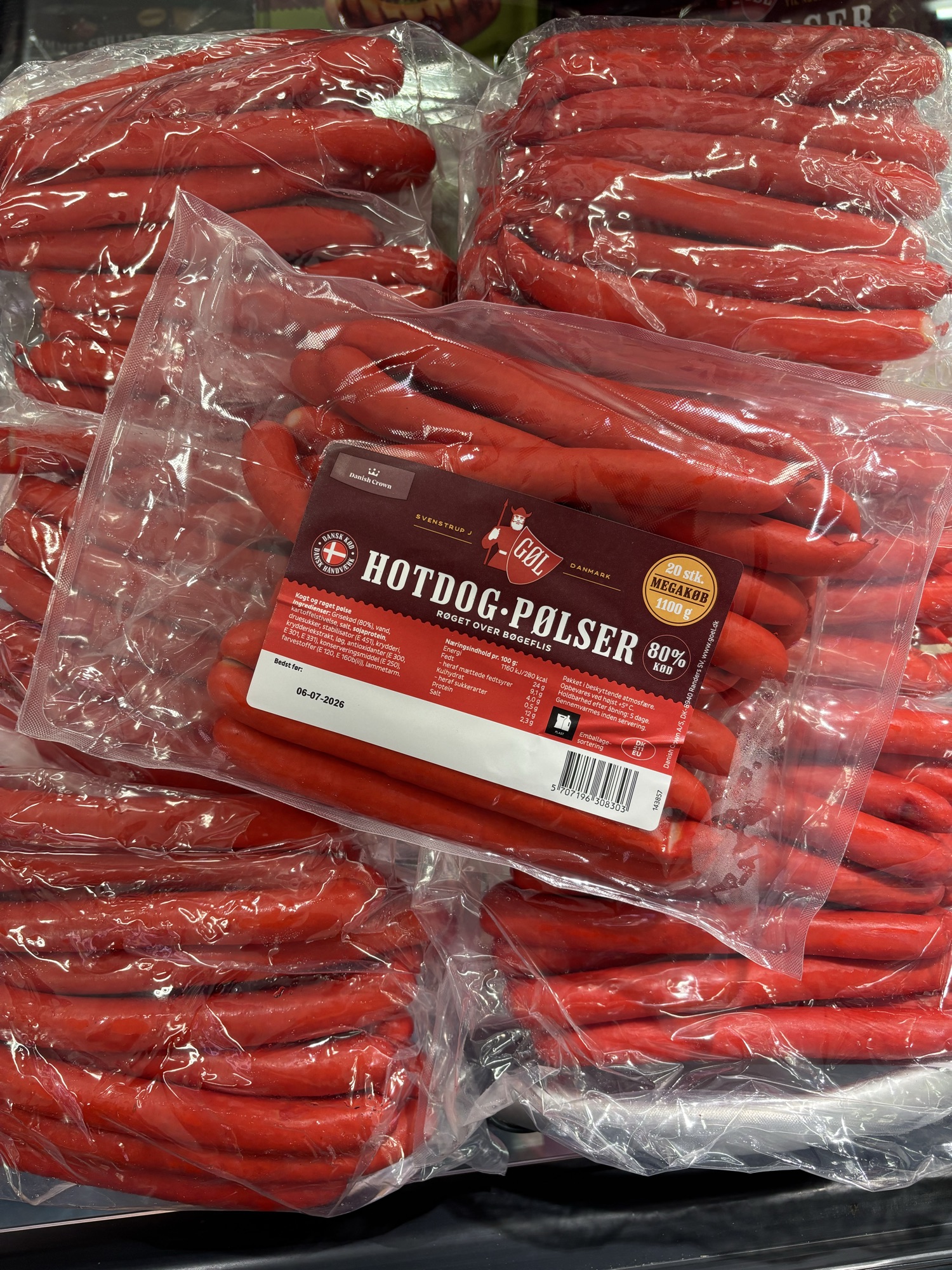 1 pose Røde hotdog pølser