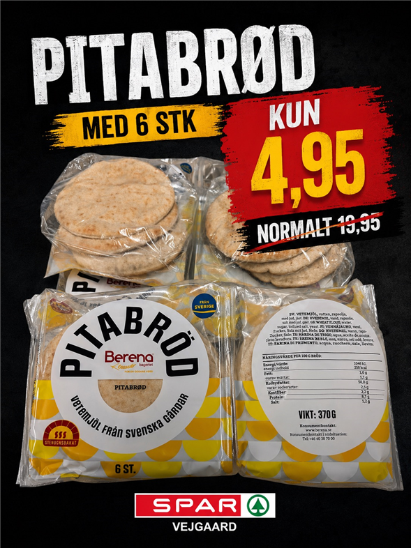 1 pakke Pitabrød