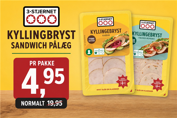 1 pakke 3-Stjernet Kyllingbryst pålæg