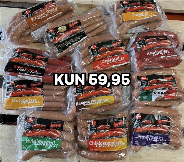 1 pakke Hvidebæk pølser